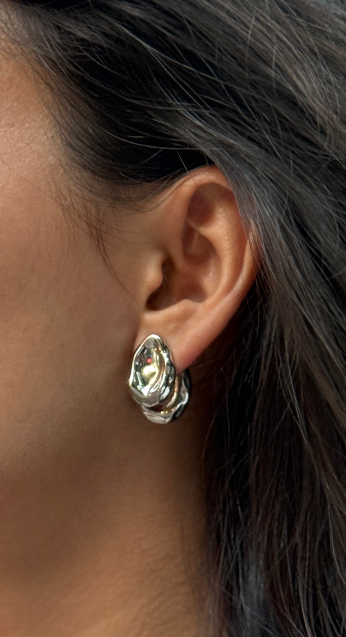 Silver Textured Dewdrop Earrings