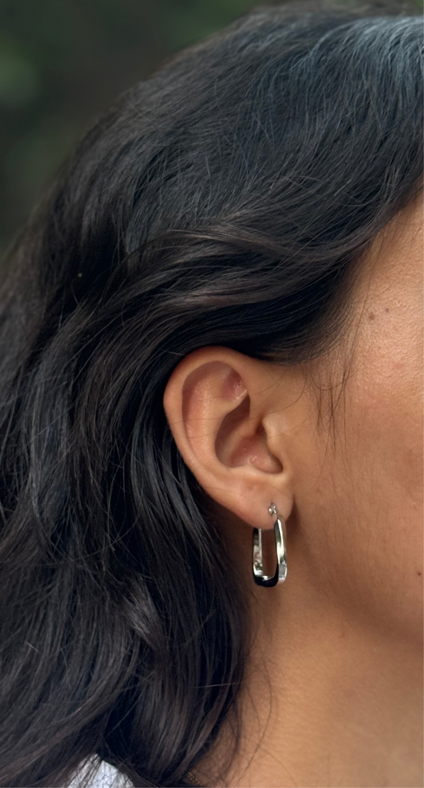 Silver Twist Hoops