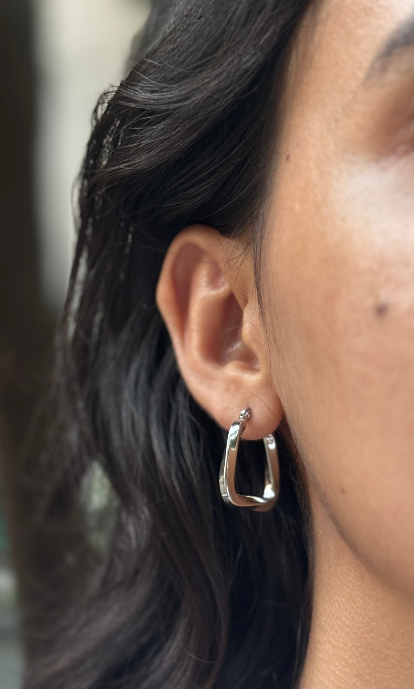 Silver Twist Hoops