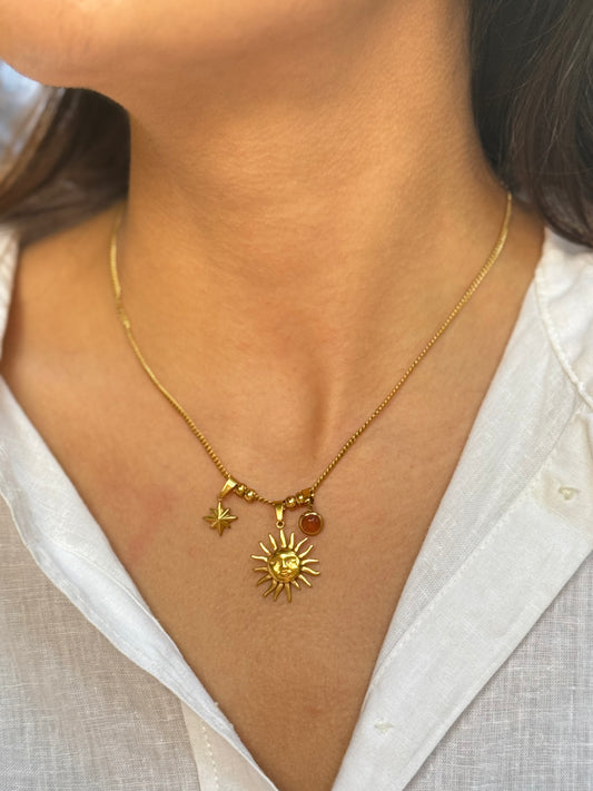 Golden sun charms necklace